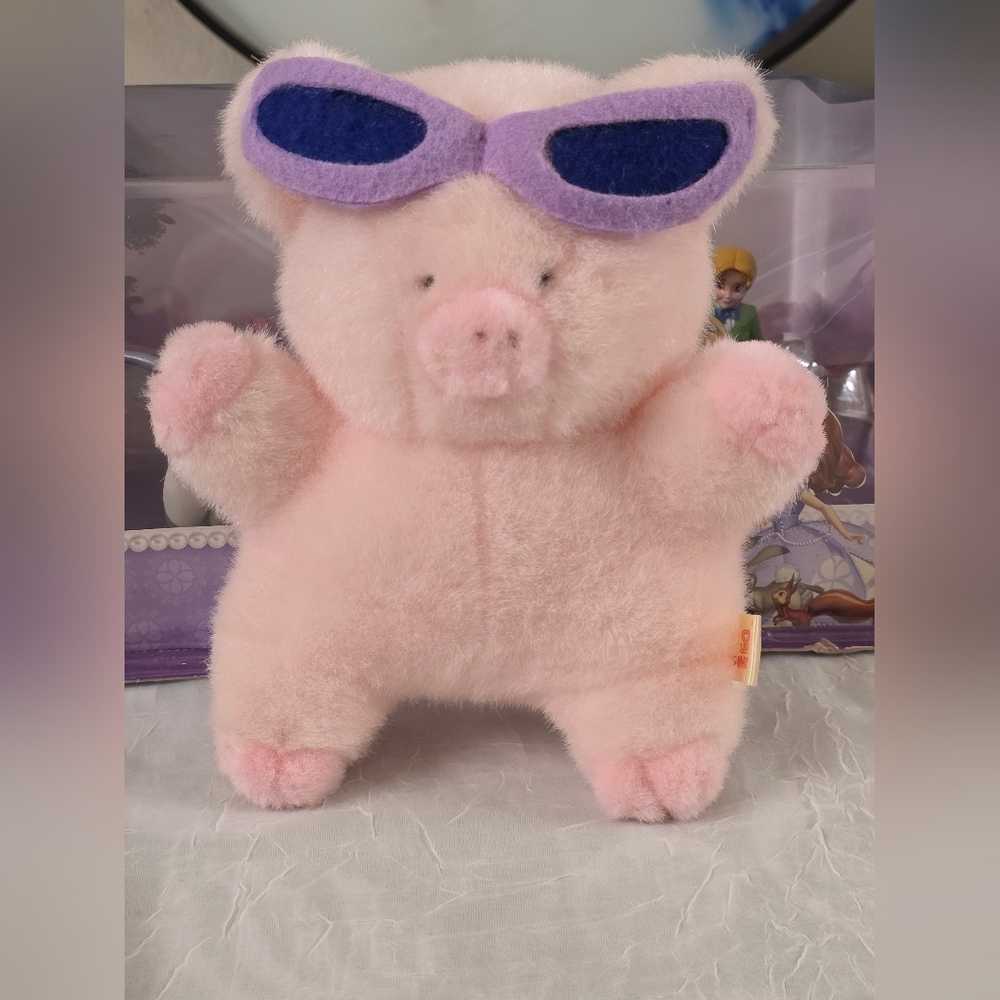 VINTAGE HTF Sanrio 1992 Sanrio Zashikibuta plush with glasses